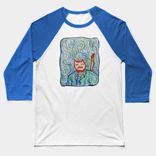 Cat Van Gogh, starry night drawing Baseball T-Shirt